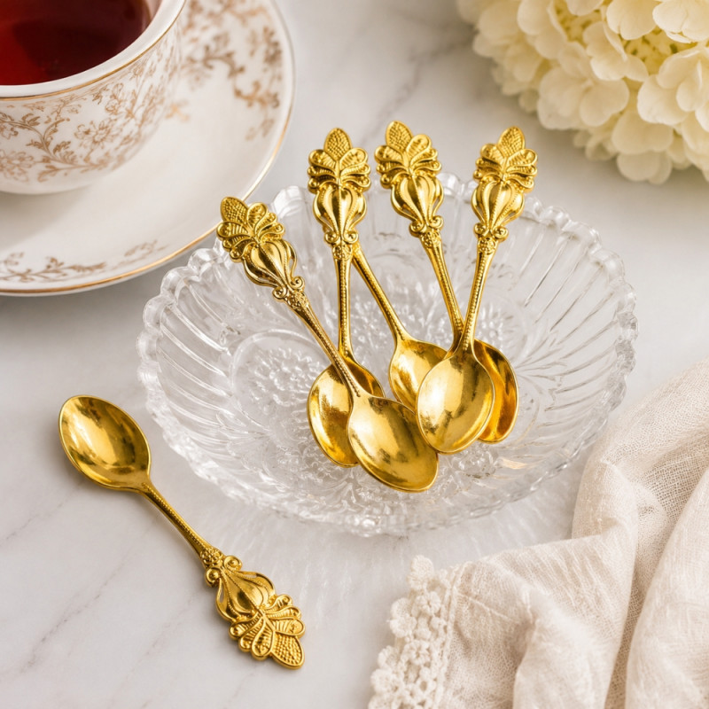 Clear Style Spoon Set Designed for Everyday Cooking & Kitchen Excellence – Golden (6 PCS)