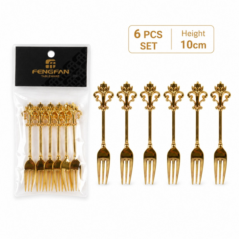 Bold Level Dessert Forks Designed for Everyday Cooking & Kitchen Excellence – Gold (H-10 CM)
