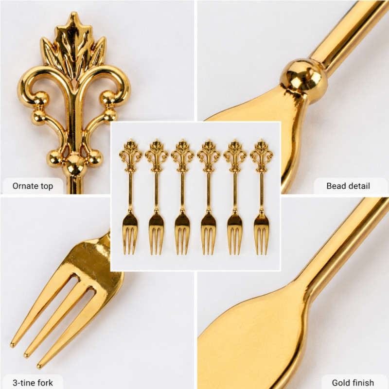 Bold Level Dessert Forks Designed for Everyday Cooking & Kitchen Excellence – Gold (H-10 CM)