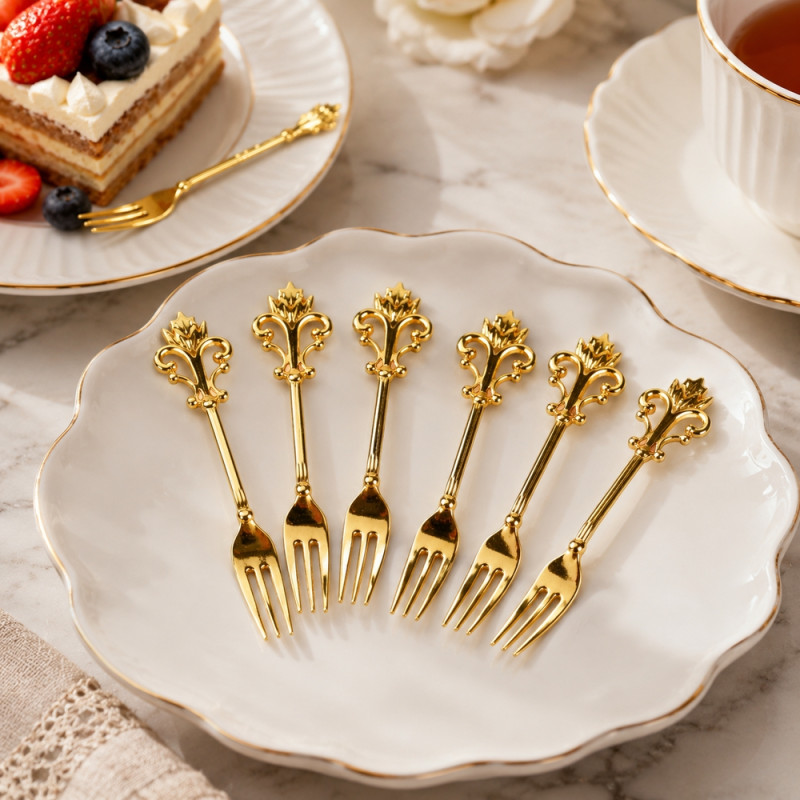 Bold Level Dessert Forks Designed for Everyday Cooking & Kitchen Excellence – Gold (H-10 CM)