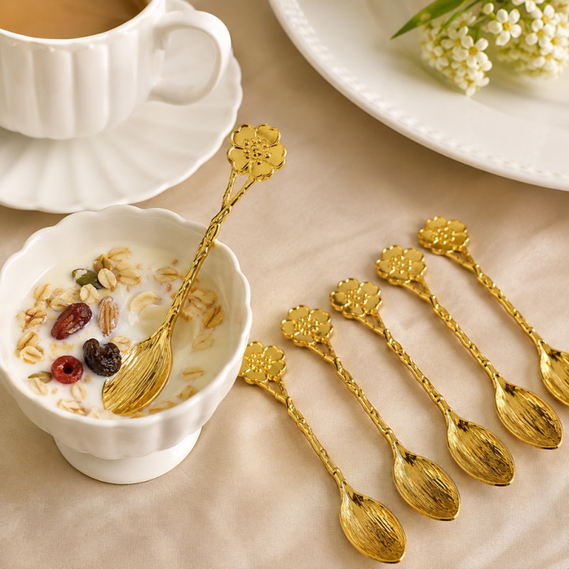 Crisp Grace Spoon Set Designed for Everyday Cooking & Kitchen Excellence – Golden (6 PCS)