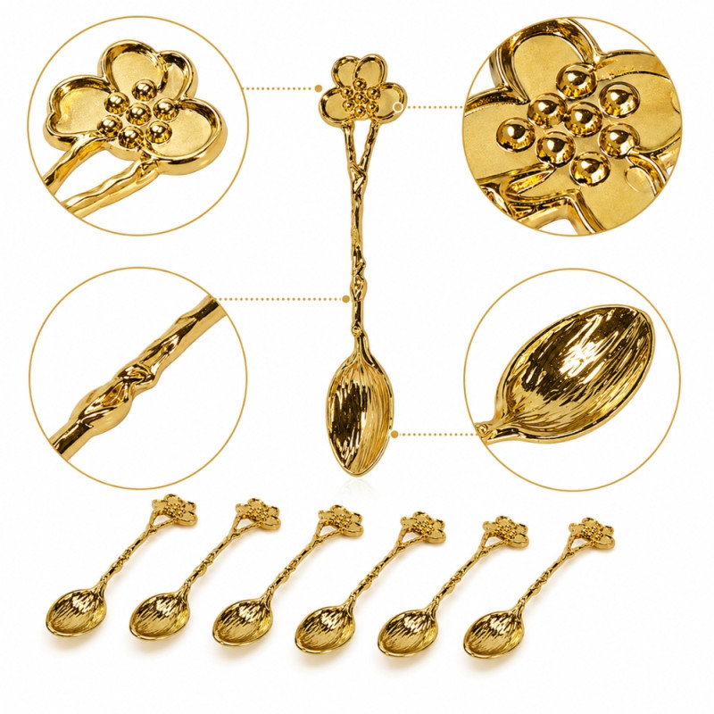 Crisp Grace Spoon Set Designed for Everyday Cooking & Kitchen Excellence – Golden (6 PCS)