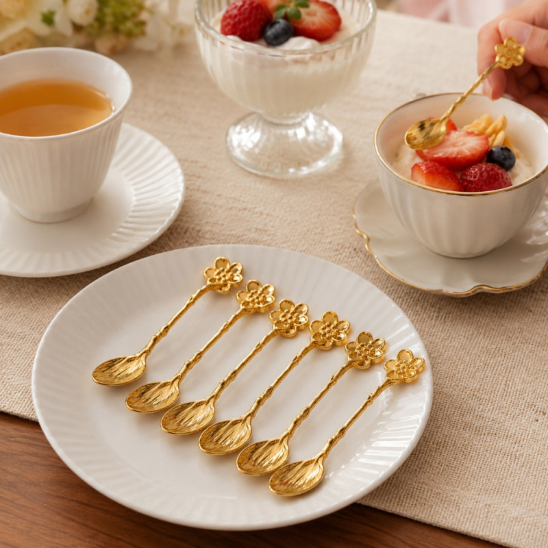 Crisp Grace Spoon Set Designed for Everyday Cooking & Kitchen Excellence – Golden (6 PCS)