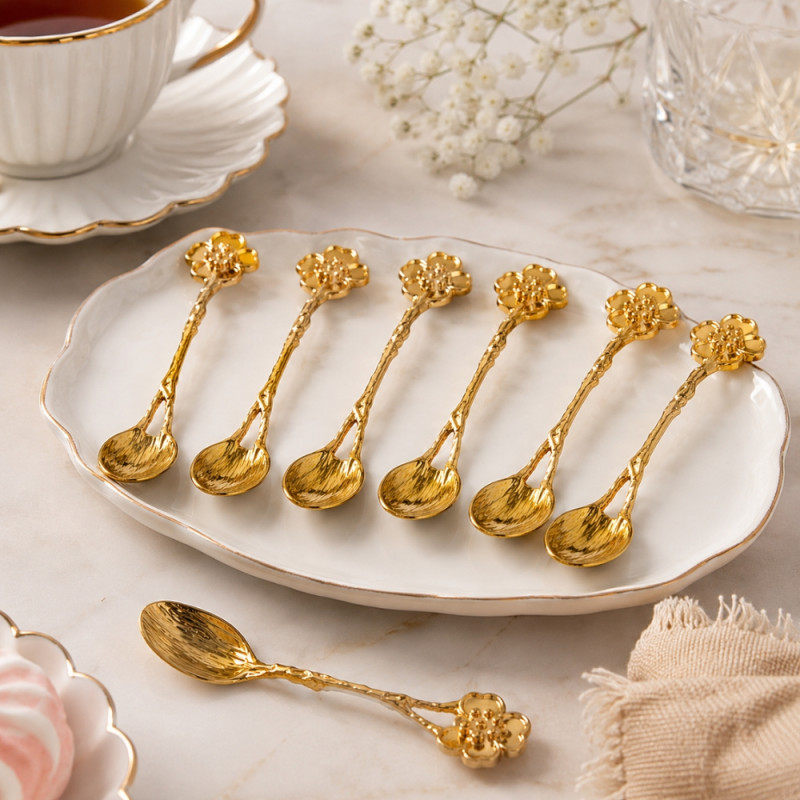 Crisp Grace Spoon Set Designed for Everyday Cooking & Kitchen Excellence – Golden (6 PCS)