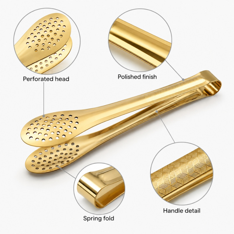 Sturdy Bliss Food Clip Designed for Everyday Cooking & Kitchen Excellence – Golden (H-22.5cm)