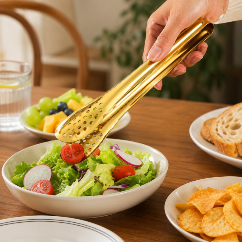 Sturdy Bliss Food Clip Designed for Everyday Cooking & Kitchen Excellence – Golden (H-22.5cm)