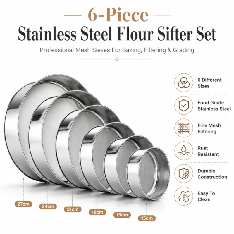 Quality ROUND STRAINER – Silver Premium Quality (6 Pcs)