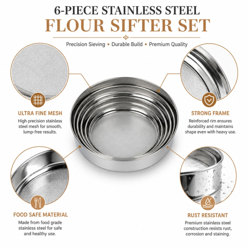 Quality ROUND STRAINER – Silver Premium Quality (6 Pcs)