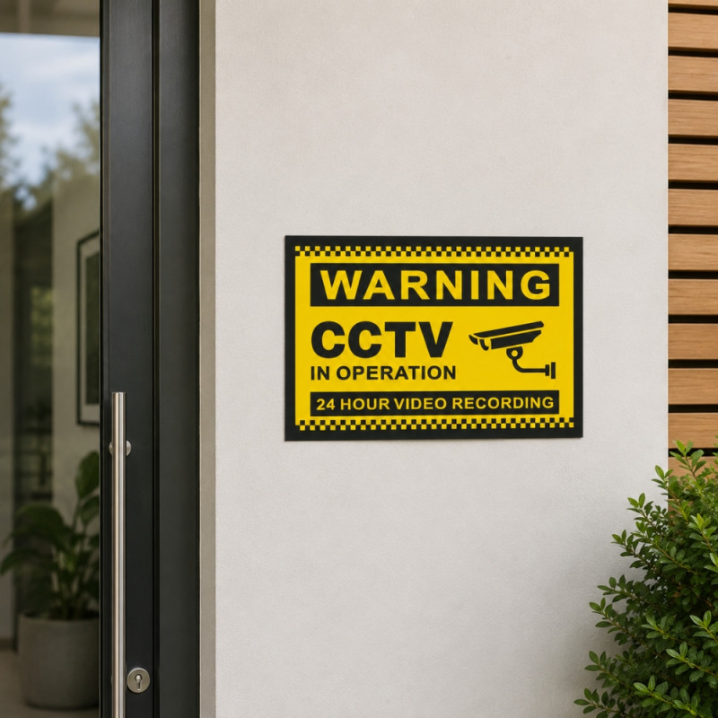 Sturdy Finish Security Camera Warning Sign Designed for Everyday Convenience – Yellow (H-20, W-30 CM)
