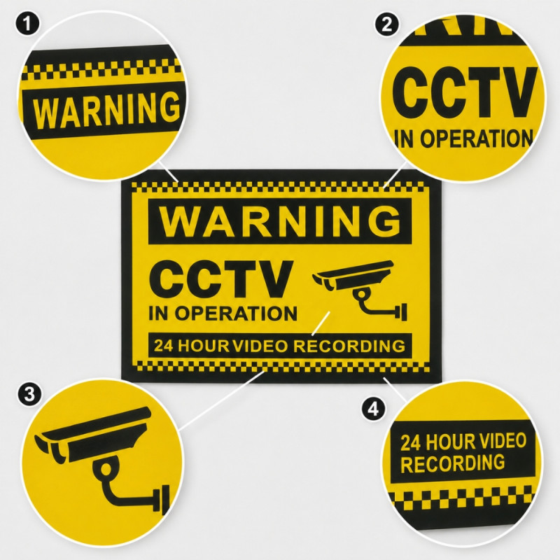 Sturdy Finish Security Camera Warning Sign Designed for Everyday Convenience – Yellow (H-20, W-30 CM)