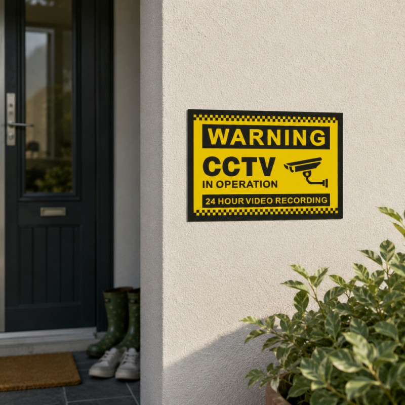 Sturdy Finish Security Camera Warning Sign Designed for Everyday Convenience – Yellow (H-20, W-30 CM)
