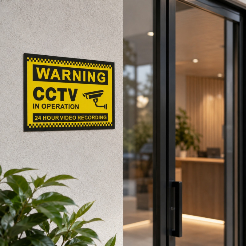 Sturdy Finish Security Camera Warning Sign Designed for Everyday Convenience – Yellow (H-20, W-30 CM)