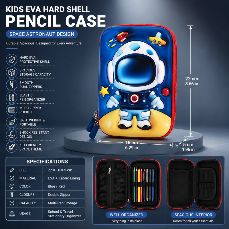 Fresh Pro Pencil Box Designed for Creative Expression &amp; Office Use – Blue (H-22, W-16, L-5 CM)