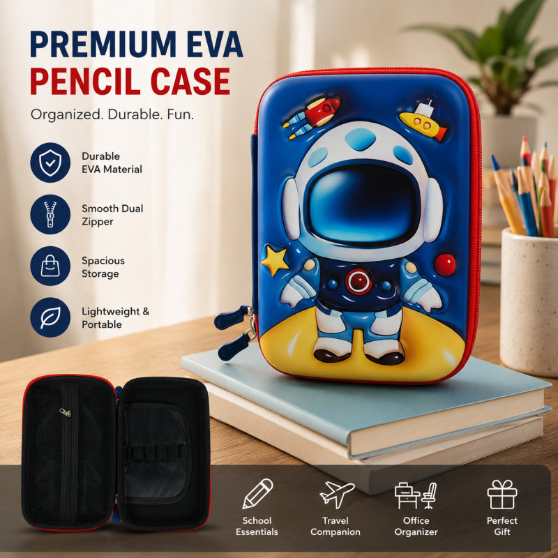 Fresh Pro Pencil Box Designed for Creative Expression &amp; Office Use – Blue (H-22, W-16, L-5 CM)