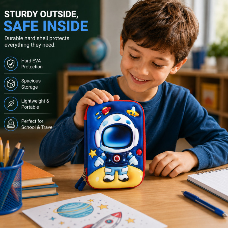 Fresh Pro Pencil Box Designed for Creative Expression &amp; Office Use – Blue (H-22, W-16, L-5 CM)