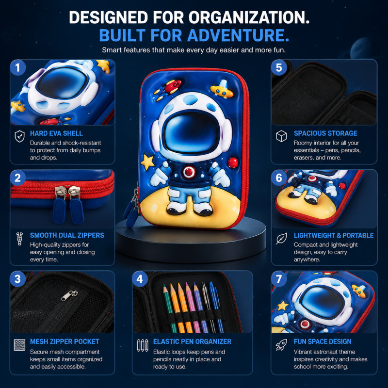 Fresh Pro Pencil Box Designed for Creative Expression &amp; Office Use – Blue (H-22, W-16, L-5 CM)