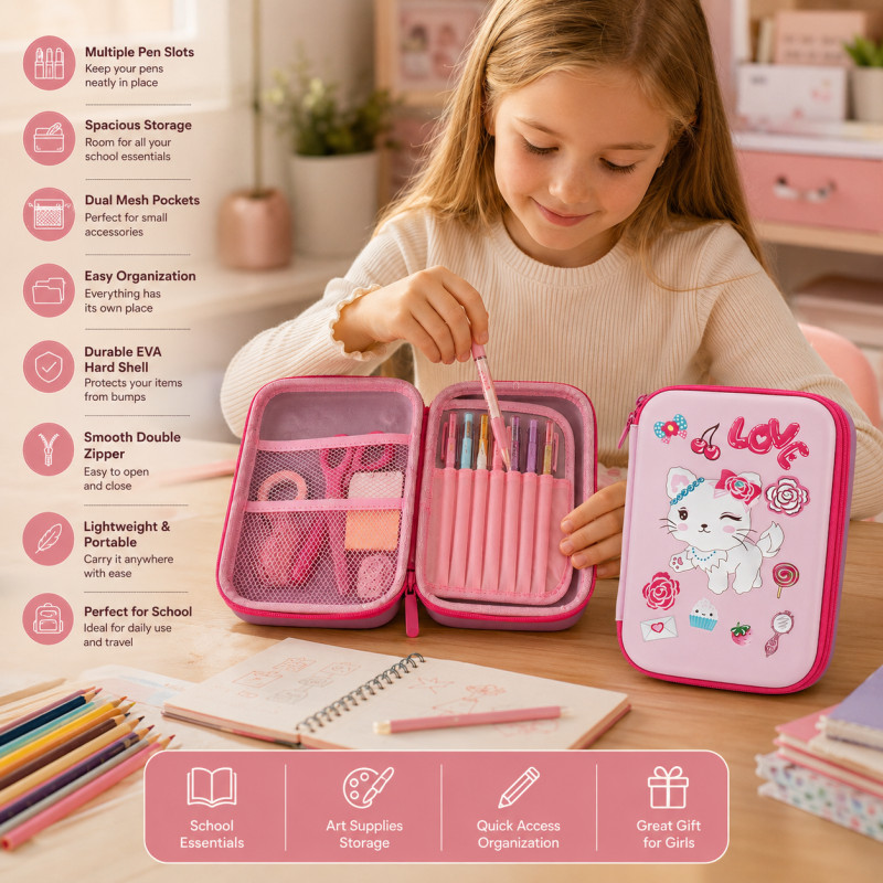 Girls' Hard Shell Pencil Case