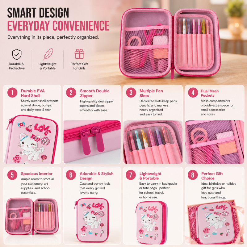 Girls' Hard Shell Pencil Case
