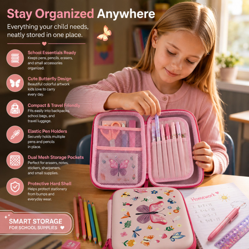 Smart Select Pencil Box Designed for Creative Expression &amp; Office Use – Light Pink (H-20, W-15, L-3.5)