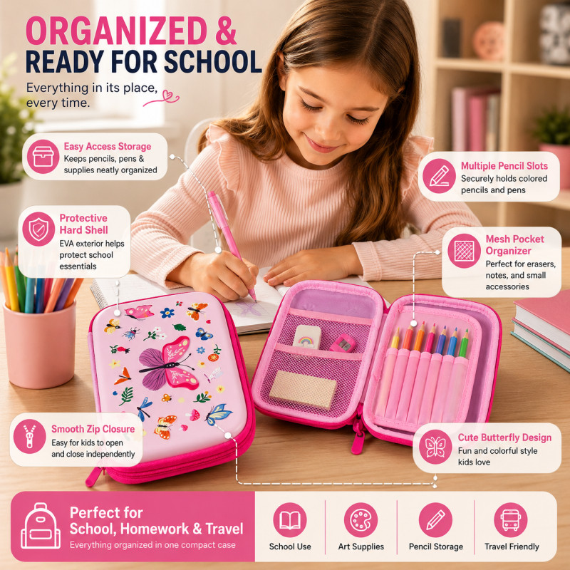 Smart Select Pencil Box Designed for Creative Expression &amp; Office Use – Light Pink (H-20, W-15, L-3.5)