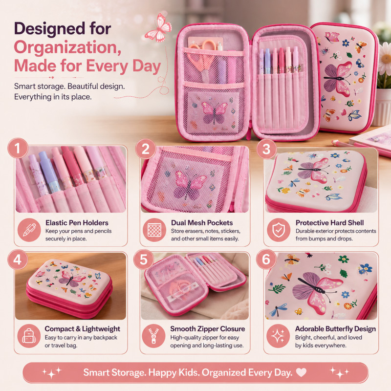 Smart Select Pencil Box Designed for Creative Expression &amp; Office Use – Light Pink (H-20, W-15, L-3.5)