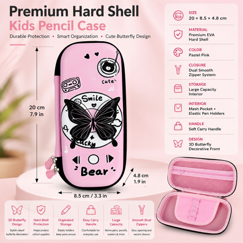 Ideal Pick Pencil Box Designed for Creative Expression &amp; Office Use – Pink (H-20, W-8.5, L-4.8 CM)