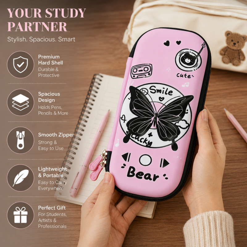 Ideal Pick Pencil Box Designed for Creative Expression &amp; Office Use – Pink (H-20, W-8.5, L-4.8 CM)