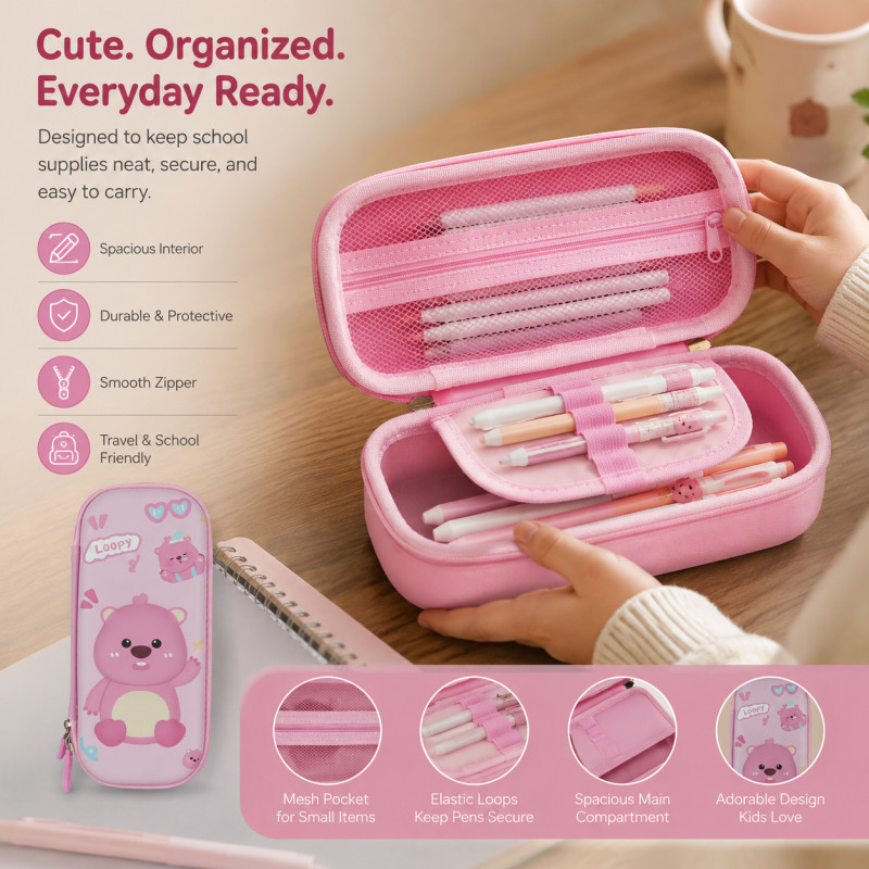 Quality Choice Pencil Box Designed for Creative Expression &amp; Office Use – Pink (H-23, W-10 CM)