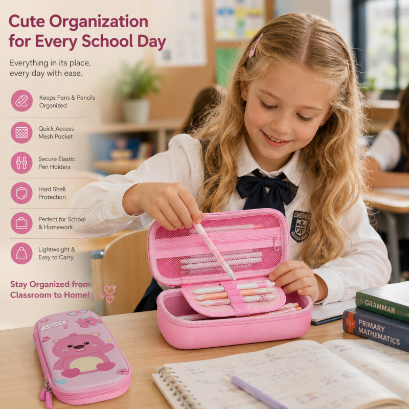 Quality Choice Pencil Box Designed for Creative Expression &amp; Office Use – Pink (H-23, W-10 CM)
