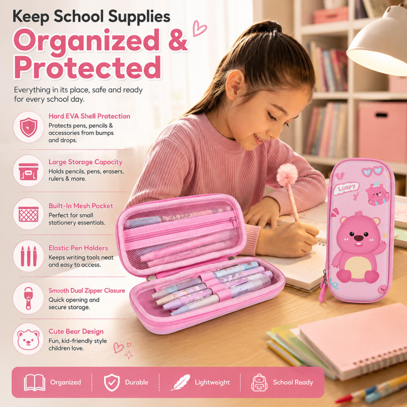 Quality Choice Pencil Box Designed for Creative Expression &amp; Office Use – Pink (H-23, W-10 CM)