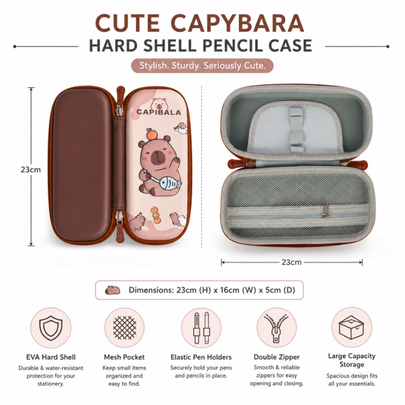 Stylish pencil case – Brown Premium Quality (23x16x5cm)