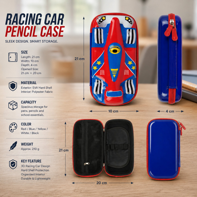 Trusted Care Pencil Box Designed for Creative Expression &amp; Office Use – Red (H-21, W-10, L-21 CM)