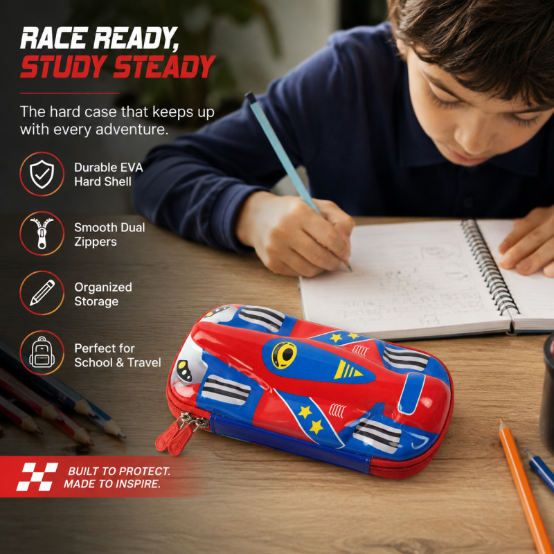 Trusted Care Pencil Box Designed for Creative Expression &amp; Office Use – Red (H-21, W-10, L-21 CM)