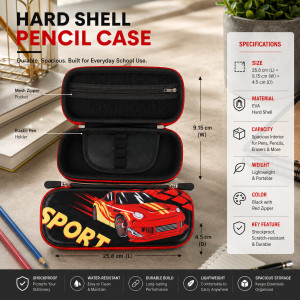 Preferred Hold Pencil Case Designed for Creative Expression &amp; Office Use – Black (H-9.15, W-9.15, L-25.8, D-4.5 CM)