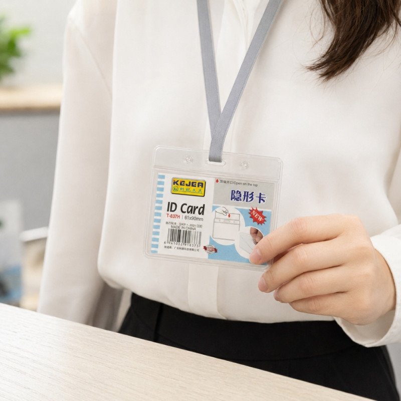Radiant Finish Id Card Holder Designed for Professional &amp; Secure Identification – Transparent (H-8.75cm w-10cm)