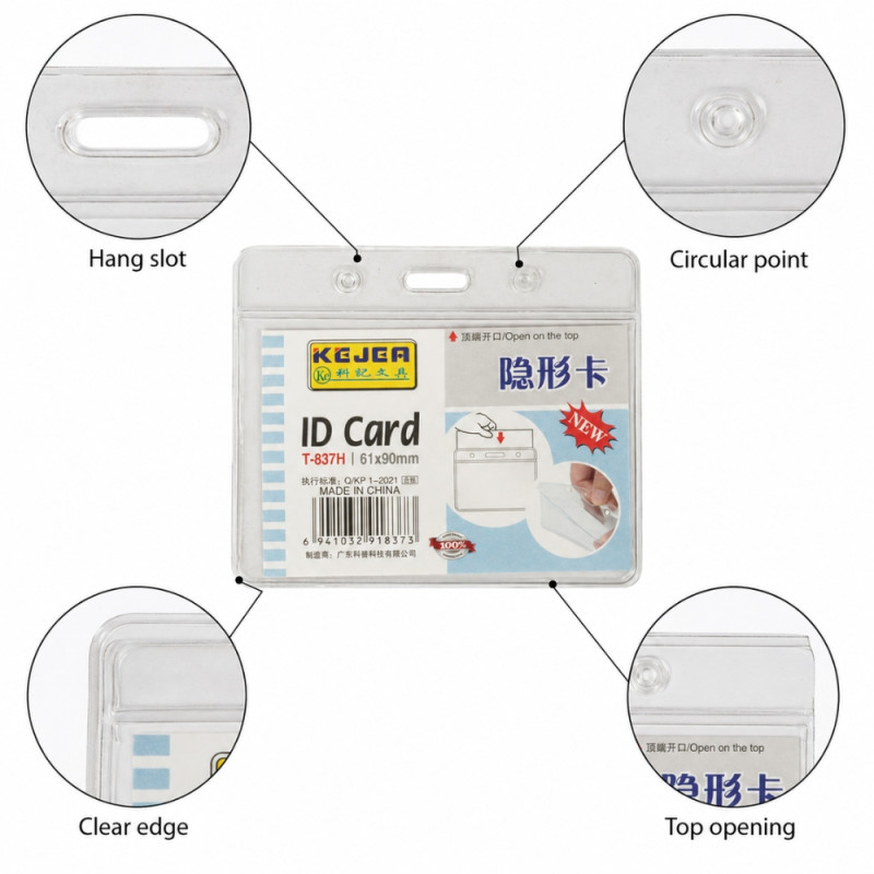 Radiant Finish Id Card Holder Designed for Professional &amp; Secure Identification – Transparent (H-8.75cm w-10cm)