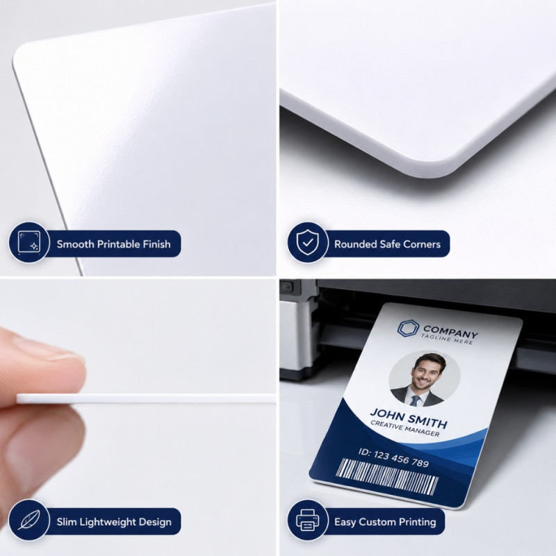 Essential Premium Blank PVC ID Cards for Professional Printing – White (10 x 5.5cm, 20pcs)