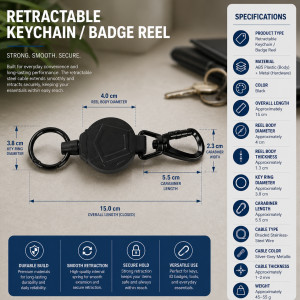 Polished Design Id Card Holder Designed for Professional &amp; Secure Identification – Black (H-3.8, W-2.3, L-5.5 CM)