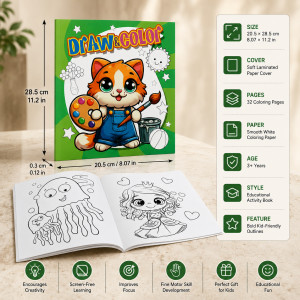 Essential Guard Colouring Book Designed for Creative Expression &amp; Office Use – Green (H-28.5, W-20.5 CM)