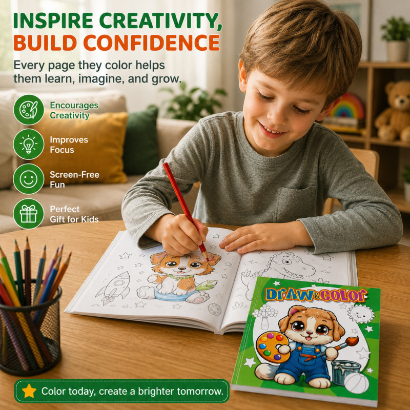 Essential Guard Colouring Book Designed for Creative Expression &amp; Office Use – Green (H-28.5, W-20.5 CM)
