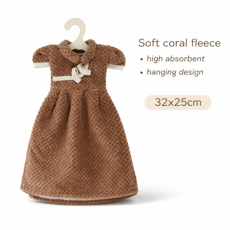 Novelty Dress-Shaped Kitchen Hand Towel – Decorative Brown Home Accessory (32x25cm)