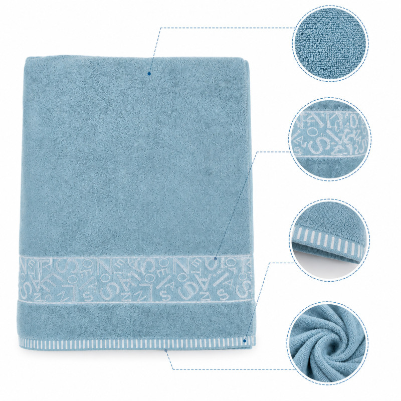 Azure Touch Bath Towel Designed for Daily Self-Care & Relaxation – Light Blue (H-138, W-74 CM)