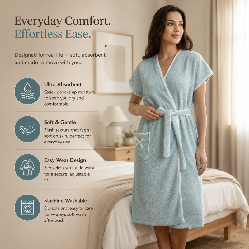 Sapphire Style Bath Towel Designed for Daily Self-Care &amp; Relaxation – Light Blue (H-100, W-60, L-55, D-20 CM)