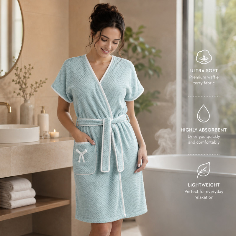 Sapphire Style Bath Towel Designed for Daily Self-Care &amp; Relaxation – Light Blue (H-100, W-60, L-55, D-20 CM)