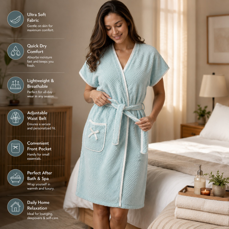 Sapphire Style Bath Towel Designed for Daily Self-Care &amp; Relaxation – Light Blue (H-100, W-60, L-55, D-20 CM)