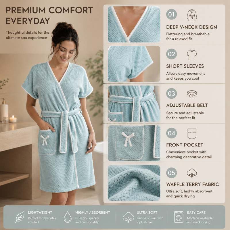 Sapphire Style Bath Towel Designed for Daily Self-Care &amp; Relaxation – Light Blue (H-100, W-60, L-55, D-20 CM)