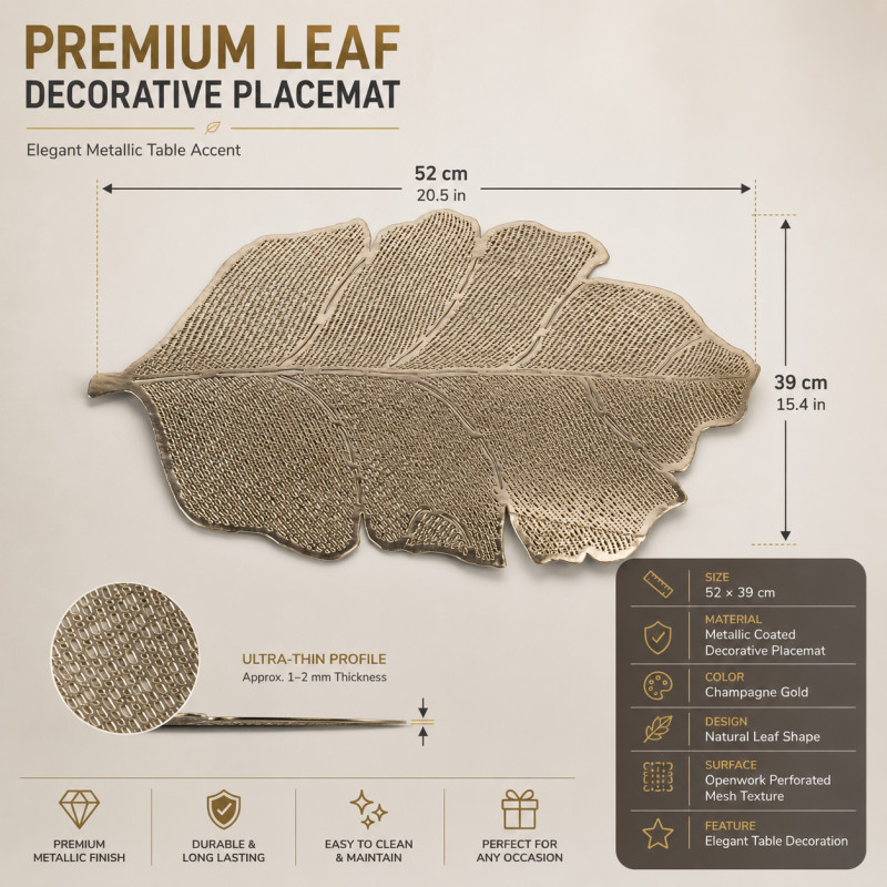 Gilded Touch Table Mat Designed for Modern Living &amp; Home Comfort – Gold (H-39, W-52 CM)