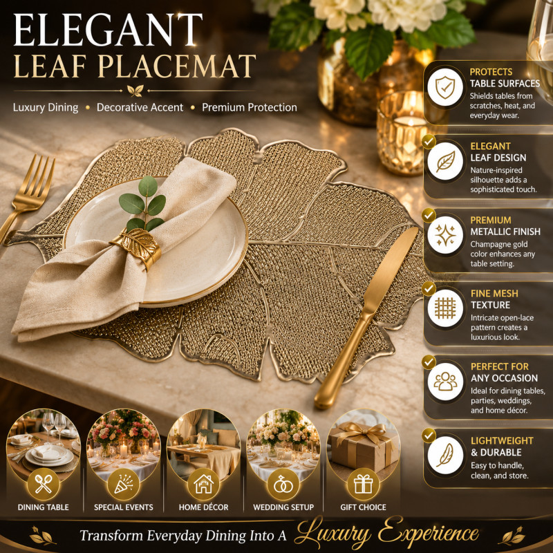 Gilded Touch Table Mat Designed for Modern Living &amp; Home Comfort – Gold (H-39, W-52 CM)
