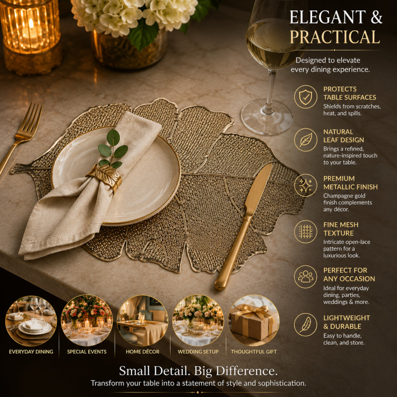 Gilded Touch Table Mat Designed for Modern Living &amp; Home Comfort – Gold (H-39, W-52 CM)