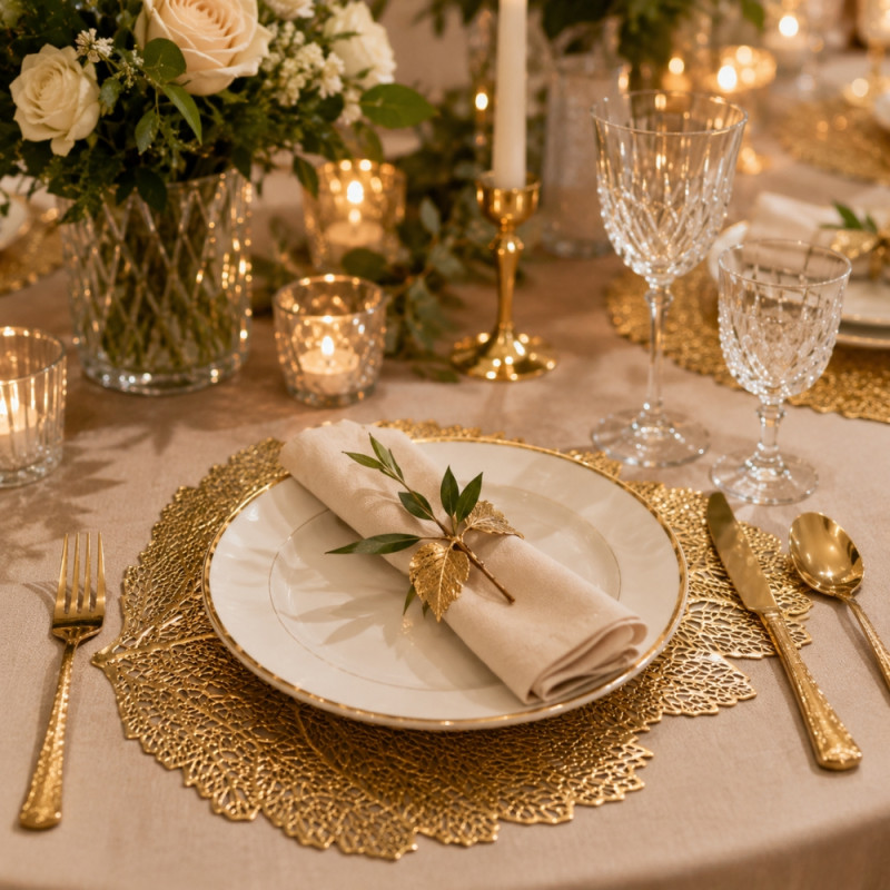 Metallic Gold Leaf Table Placement
